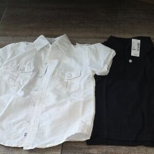 The Children's Place White and Black Button-Down Shirts